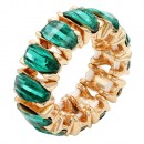 Gold Plated With Aqua Crystal Stretch Rings