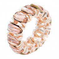 Rose Gold Plated With Peach Crystal  Stretch Rings