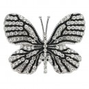 Rhodium Plated With AB Crystal Butterfly  Stretch Rings