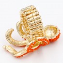 Gold Plated Octopus Stretch Rings with Coral Crystal