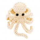 Gold Plated Octopus Stretch Rings with AB Crystal