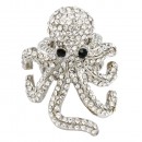 Rhodium Plated Octopus Stretch Rings with AB Crystal