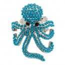 Rhodium Plated Octopus Stretch Rings with Clear Crystal