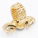 Antique Gold Plated with Clear Crystal Seahorse Stretch Rings