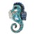 Antique-Silver-Plated-with-Aqua-Crystal-Seahorse-Stretch-Rings-Antique Silver Aqua
