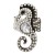 Antique-Silver-Plated-with-Clear-Crystal-Seahorse-Stretch-Rings-Antique Silver Clear