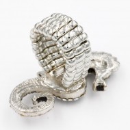 Antique Silver Plated with Clear Crystal Seahorse Stretch Rings