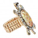 Antique Gold Plated with AB Crystal Turtle Stretch Rings