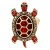 Antique-Gold-Plated-with-Red-Crystal-Turtle-Stretch-Rings-Antique Gold Red