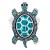 Antique-Silver-Plated-with-Aqua-Crystal-Turtle-Stretch-Rings-Antique Silver Aqua