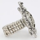 Antique Silver Plated with Clear Crystal Turtle Stretch Rings