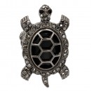 Antique Silver Plated with AB Crystal Turtle Stretch Rings