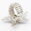 Antique Silver Plated with Clear Crystal Starfish Stretch Rings