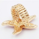 Gold Plated with Pink Crystal Starfish Stretch Rings