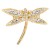 Gold-Plated-with-Clear-Crystal-Dragonfly-Stretch-Rings-Gold Clear