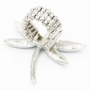 Rhodium Plated with Aqua Crystal Dragonfly Stretch Rings