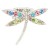 Rhodium-Plated-with-Multi-Color-Crystal-Dragonfly-Stretch-Rings-Rhodium Multi-Color