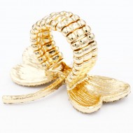 Gold Plated with Clear Crystal Dragonfly Stretch Rings