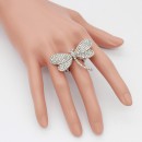 Rhodium Plated with AB Crystal Dragonfly Stretch Rings