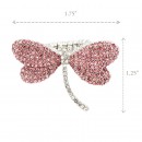 Rhodium Plated with Pink Crystal Dragonfly Stretch Rings