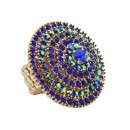 Gold Plated with Multi-Color Crystal Stretch Rings