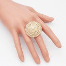 Gold Plated with White Pearl Crystal Stretch Rings