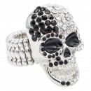 Black Plated With Hematite Crystal Skull Stretch Rings