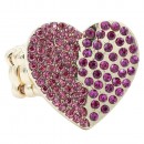 Gold Plated With Clear Crystal Heart Stretch Rings