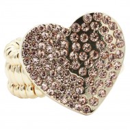 Gold Plated With Topaz Crystal Heart Stretch Rings