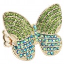 Gold Plated With Green Color Crystal Butterfly Stretch Rings