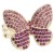 Gold-Plated-With-Pink-Color-Crystal-Butterfly-Stretch-Rings-Gold Pink