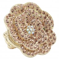 Gold Plated With Topaz Color Crystal Rose Pave Stretch Rings