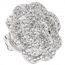 Rhodium Plated With AB Crystal Rose Pave Stretch Rings