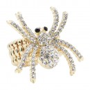 Rhodium Plated With Clear Crystal Spider Stretch Rings