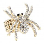 Gold Plated With Clear Crystal Spider Stretch Rings