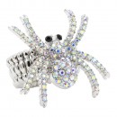 Rhodium Plated With Clear Crystal Spider Stretch Rings