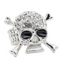 Jet Black Plated With Jet Crystal Skull Stretch Rings