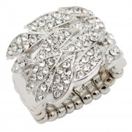 Rhodium Plated With Clear Crystal Stretch Rings