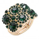 Gold Plated With Green Crystal Stretch Rings
