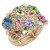 Gold-Plated-With-Multi-Color-Crystal-Stretch-Rings-Gold Multi-Color