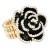 Gold-Plated-With-Black-Rose-Flower-Stretch-Rings-Gold Black
