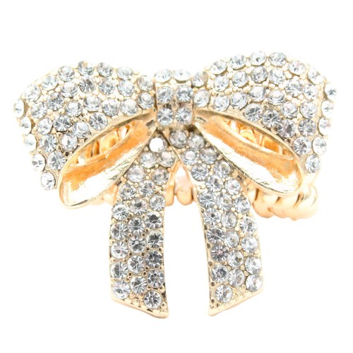 Gold Plated With Clear Stone Stretch Ring Gold Plated With Clear Stone Stretch Ring