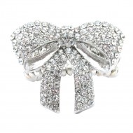 Rhodium Plated With Clear Stone Stretch Ring Rhodium Plated With Clear Stone Stretch Ring