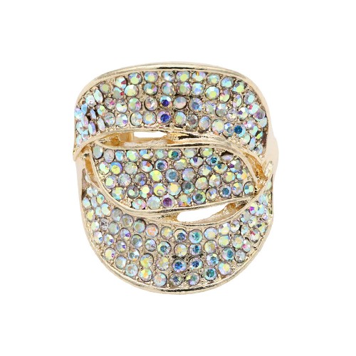 Gold Plated with AB Crystal Stretch Rings