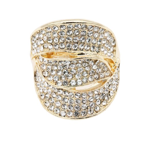 Gold Plated with Clear Crystal Stretch Rings