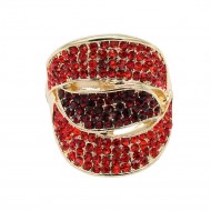 Gold Plated with Red Crystal Stretch Rings