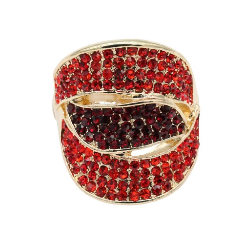 Gold Plated with Red Crystal Stretch Rings Gold Plated with Red Crystal Stretch Rings