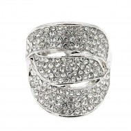 Rhodium Plated with Clear Crystal Stretch Rings