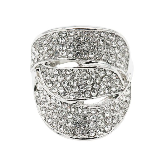 Rhodium Plated with Clear Crystal Stretch Rings Rhodium Plated with Clear Crystal Stretch Rings