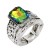 Antique-Rhodium-Plated-with-Volcano-Color-Crystal-Vintage-Stretch-Rings-Green